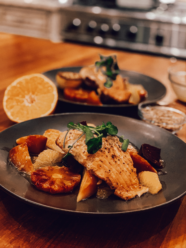 Bourbon Citrus Salmon and Roasted Beets